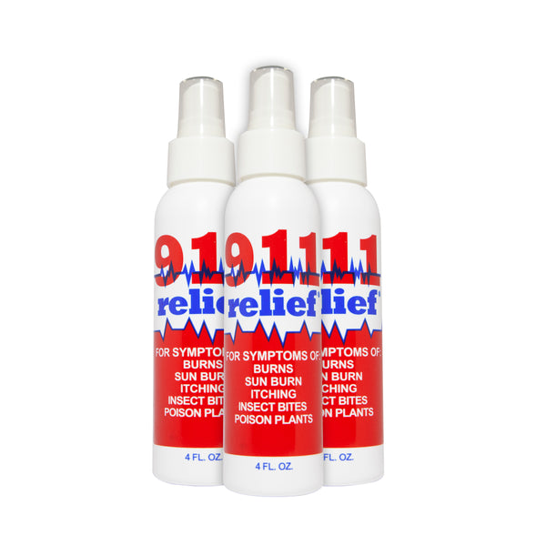 Three 4 oz. bottles of 911 relief pain & itch spray
