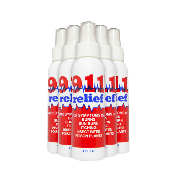Six 4 oz. bottles of 911 relief pain & itch spray